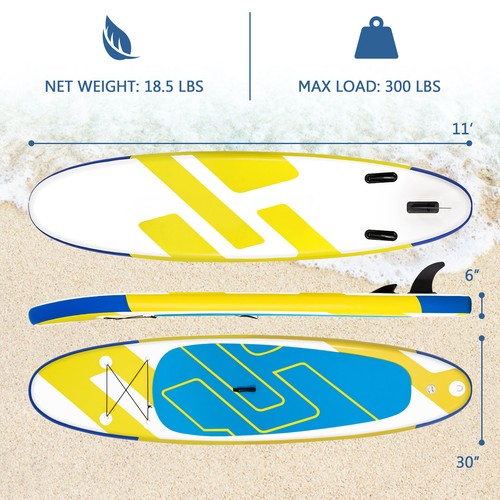 Tabla de remo inflable de pie de 11 ft 6"" de espesor con mochila con correa deportes acuáticos - Imagen 2 de 10