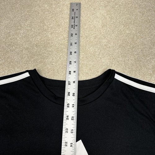Adidas Big Logo Soccer Shirt Boys Large 14/16 Black White Short Sleeve - Picture 4 of 9