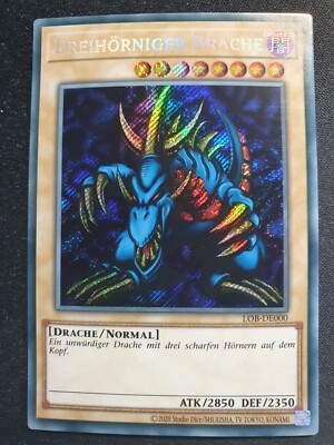 Yu-Gi-Oh! LOB-DE000 Dreihörniger Drache Secret Rare NM