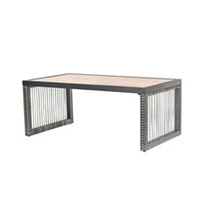 Patio Festival Outdoor Coffee Table 24.8" W X 17.7" H, Rectangular Metal Black