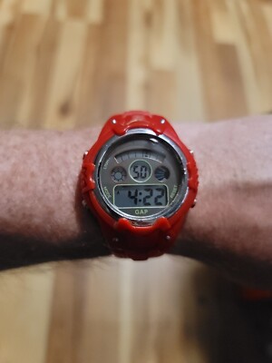 Vintage Gap 1986 Digital Watch Red And Yellow Missing Keeper On
