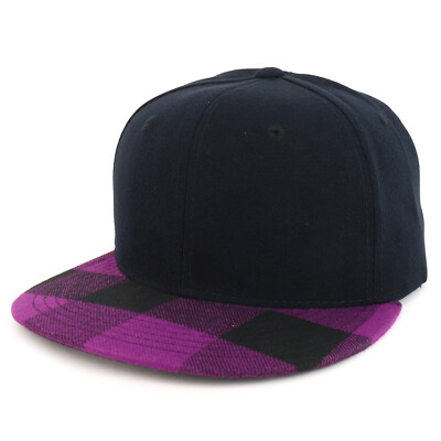 Armycrew Plaid Design Flat Bill Snapback Cap - Black & Red, One Size Fits Most With Adjustable Snapback - View #3