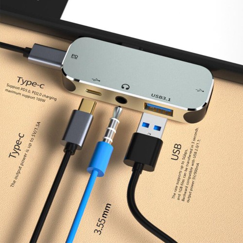 USB Type C Hub PD 3.5mm Audio Adapter Converter Dock station For iPad Pro/USB C - Picture 4 of 8