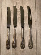 4 Vintage Dinner Knives COVENTRY SHELL Retroneu Silverplate flatware