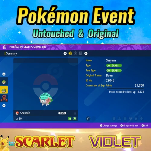✨Shiny Shaymin ?Event Oak's Letter Shaymin ? Pokémon Scarlet & Violet