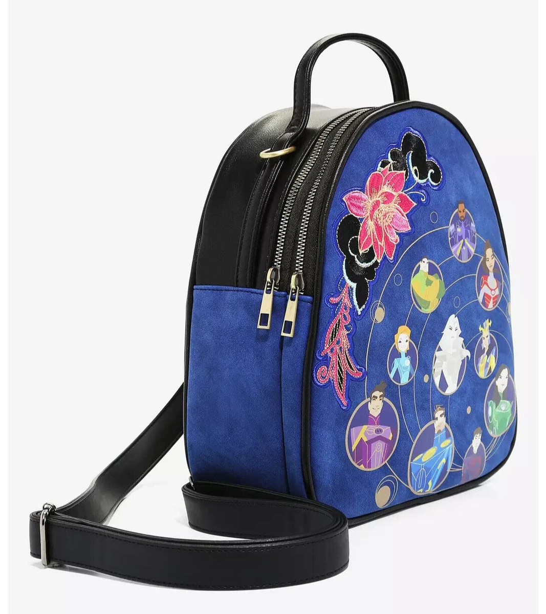 Bioworld Marvel Eternals Cast Convertible Floral Mini Backpack One Strap Blue Loungefly Marvel Spider-Man Cherries Denim Mini Backpack  main image 4