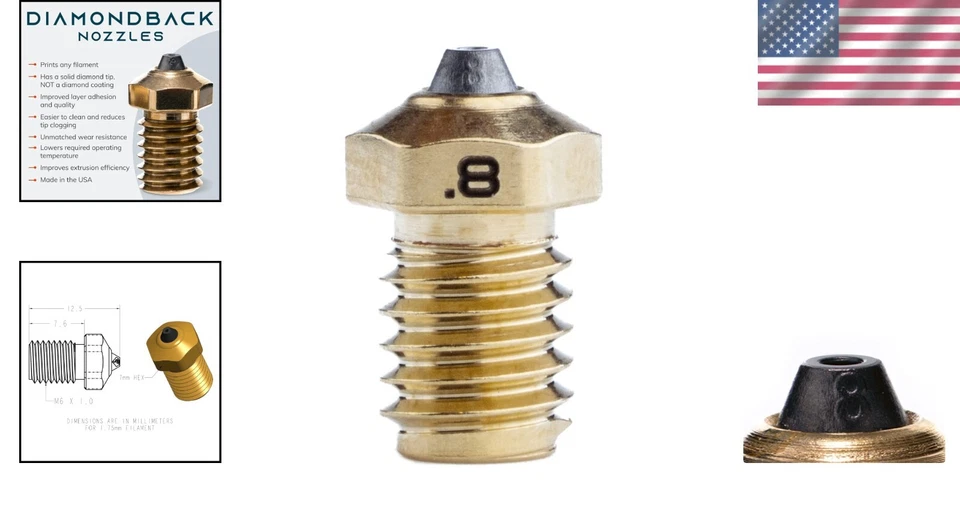 Revolutionary Diamond 喷嘴适用于 V6 3D 打印机 - 卓越的导热性 — 第 2/4 张图片