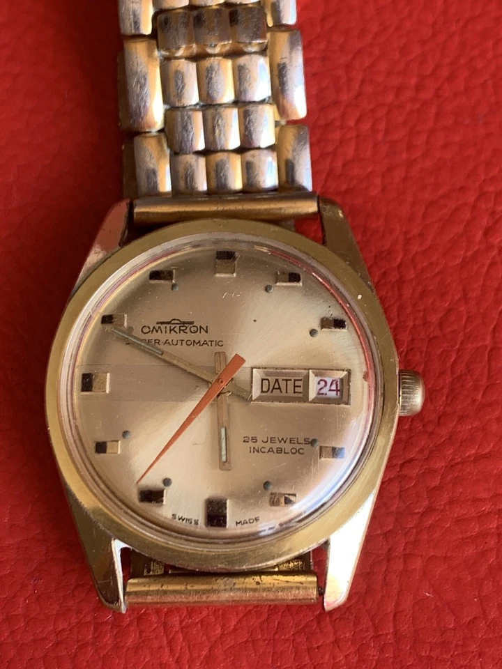 Omikron Superautomatic 25 joyas incabloc día fecha hecho en Suiza ¡raro! Foto 3 de 4