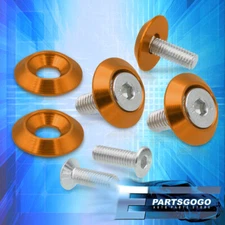 M6 5PC JDM Aluminum License Fender Bumper Engine Dress Up Bolt Washer Kit Orange