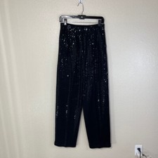 St John Evening Pants Womens 6 Santana Knit Sequin Black Pull On High Rise