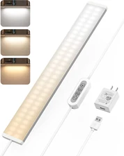 under Desk Light, 16Inch Dimmable LED under Cabinet Lighting, USB Plug in Cabine