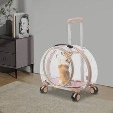 Transparent  Fully Breathable Dog/Cat Carrier with Rolling Wheels for Traveling