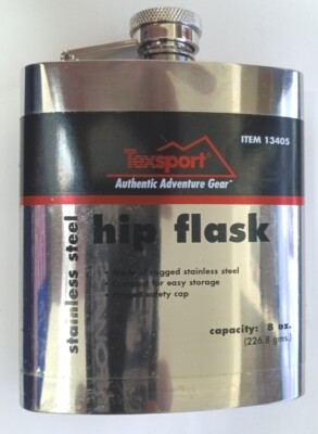 Flask Stainless Steel TexSport 8 oz HipFlask #13405 Authentic Adventure Gear NOS
