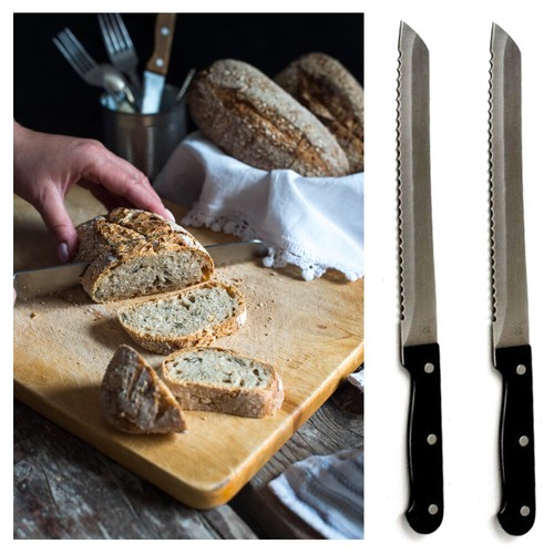 2 X 8 inch Bread Knife Sharp Stainless Steel Serrated Edges Blade Loaf Slicer - 第 1/1 張圖片