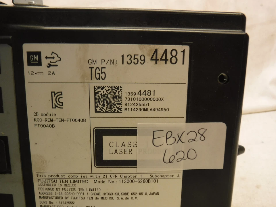 Chevrolet Suburban GMC Yukon TG5 2015 15 reproductor de CD 13594481 EBX28 Foto 4 de 4