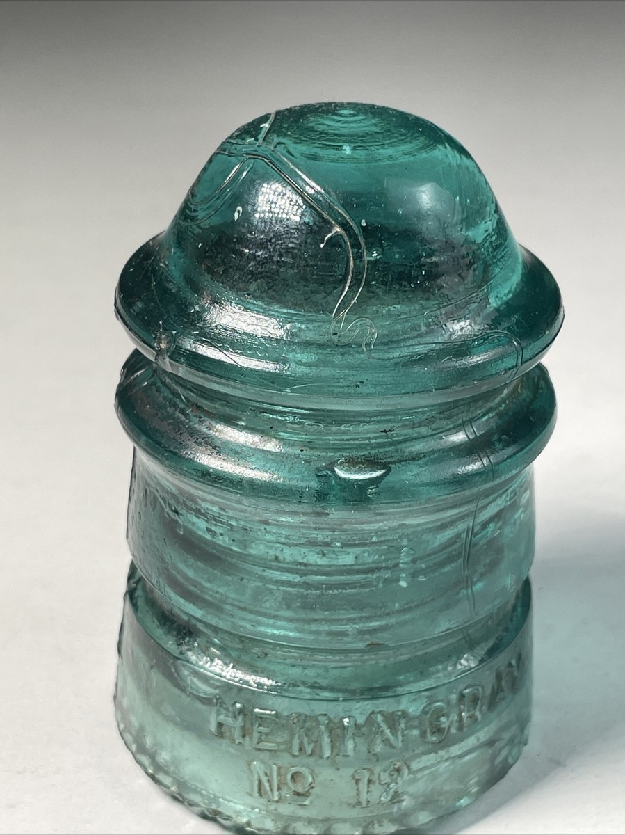 Rare Antique Hemingray Blue/Aqua Glass Insulator Patent May 2 1893