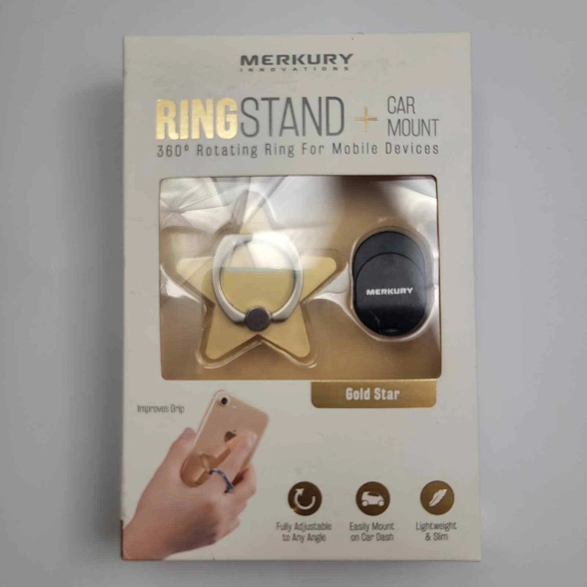 Merkury Innovations Metal Ringstand and Car Mount Combo for