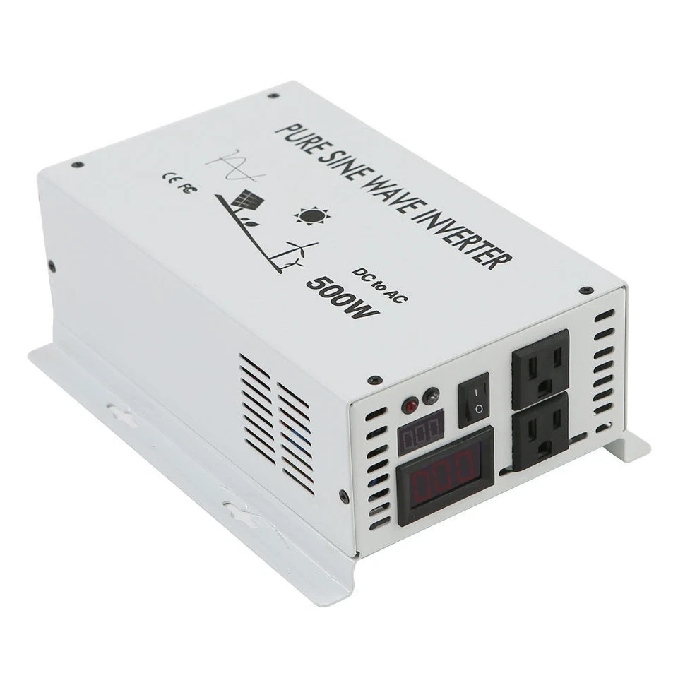 500W 12/24/48V DC to 120/220/240V AC Pure Sine Wave Inverter LED Car/Home Solar - Image 3 of 4