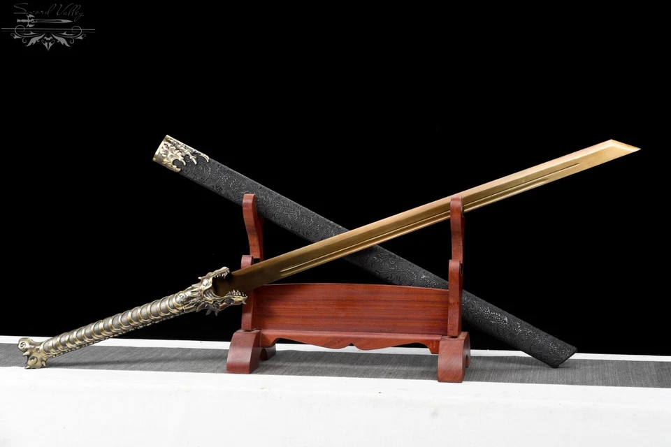 Katana hecha a mano 110 cm/espada coleccionable/hoja de alta calidad/afilada/dragón dorado Foto 2 de 4