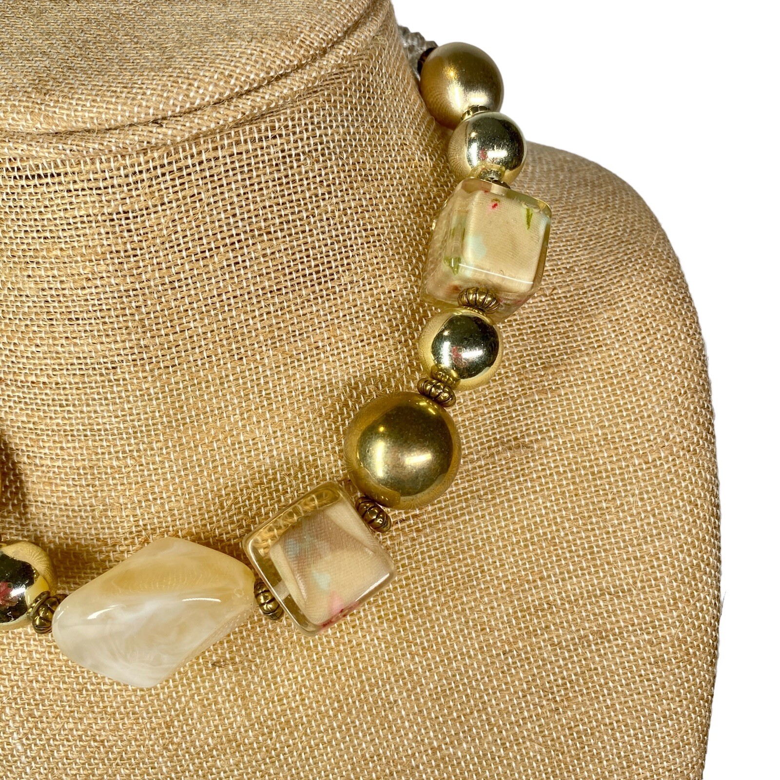 Unique Beaded Chunky Acrylic Cube Statement Neckl… - image 5