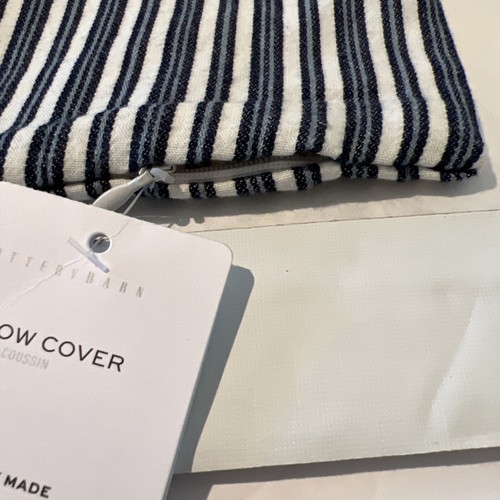 Pottery Barn Bryer Pillow Covers Striped Lumbar 2 Blue Coastal Beach 16” x 26” - Picture 16 of 24