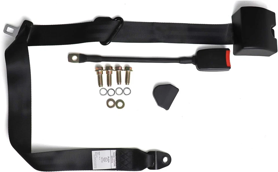 2 juegos de arnés de 3 puntos para autos reemplazar cinturón de seguridad ajustable correa de regazo negro Foto 3 de 4