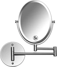 MIRRORVANA Oval Wall Mounted Shaving Mirror for Bathroom, Double Sided 5x / 1x M