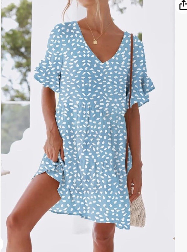 Nclook Women's Summer Casual V-Neck Mini Dress - Sleeveless, With Pockets, Sweet & Cute Flowy Dress In D Blue, Sizes S-XL - View #6