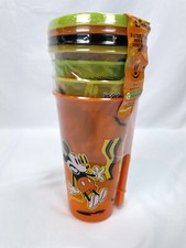 New Zak Disney Mickey Mouse Glow in the Dark Cups Straws 4 pack 25oz Orange
