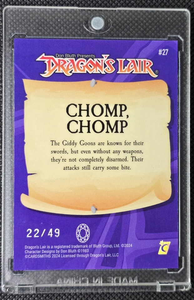 2024 Cardsmiths Dragon's Lair Series 1 Amethyst Gemstone #27 Chomp Chomp /49 - Image 2 of 4
