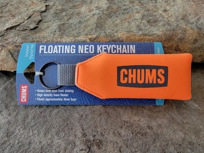 Chums Keychain - FLOATING Neoprene - NEON ORANGE - For Fishing - Kayak - Boaters