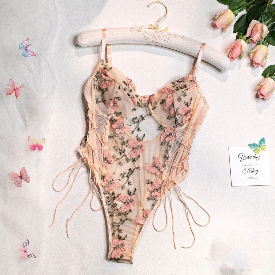 Sexy-Lencería para mujer Ropa de dormir Babydoll Prendas para dormir Ropa interior Vestido de encaje Tanga Foto 4 de 4