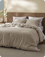 Cotton Duvet Queen 90" x 90" 00 - Slub Tannish Linen Grey No Comforter 