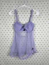 Victorias Secret Purple Underwire Babydoll Lingerie Nightie Vintage Y2k 36C