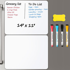 2 PCS Magnetic Dry Erase Whiteboard for Fridge, 14"X11" Reuasble  Erasable W...