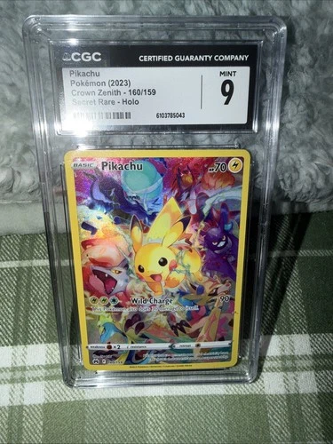 POKEMON CGC 9 MINT PIKACHU 160/159 CROWN ZENITH SECRET RARE HOLO