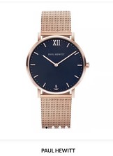 Paul Hewitt Sailor Black Sunray Rose Gold Mesh Watch