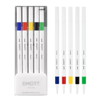 UNI EMOTT FINE 0.4 FINELINER PENS 5 COUNT TOTAL NEW