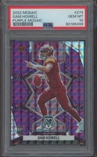 2022 Panini Mosaic Football Sam Howell #274 RC Purple Mosaic /49 PSA 10
