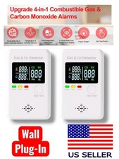 2x Plug in Natural Gas Carbon Monoxide Detectors,4-in-1 Real-Time Display Moni