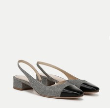 Veronica Beard Women's Cecile Slingback Heels Black/Silver Lurex Size 8.5M