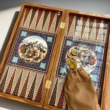 Backgammon Set Handmade Khatam Persian Inlay Wooden Board 19.6"- Christmas Gift