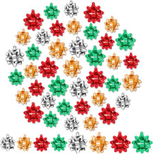 24Pcs Christmas Charms for Jewelry Making, Christmas Metallic Ribbon Gift Bows C