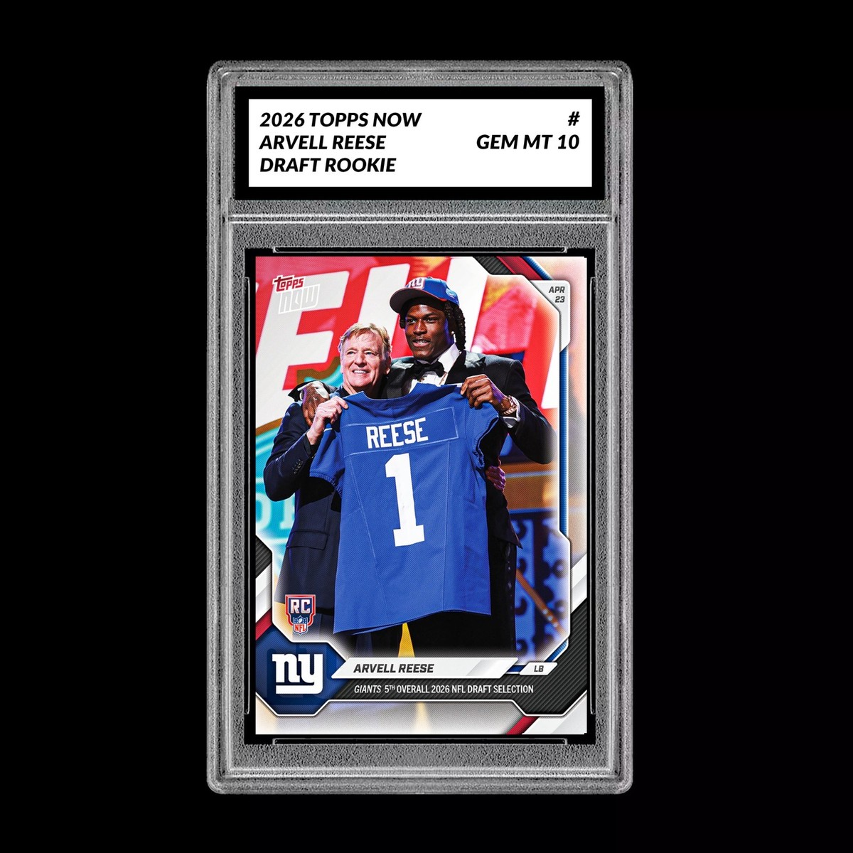 Graded 10 Arvell Reese 2025-26 TOPPS NOW RC Rookie Card Giants NFL