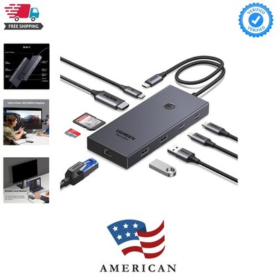 Revodok Pro 9 in 1 USB C Hub Gigabit Ethernet Adapter 4K@60Hz HDMI, 100W PD C...