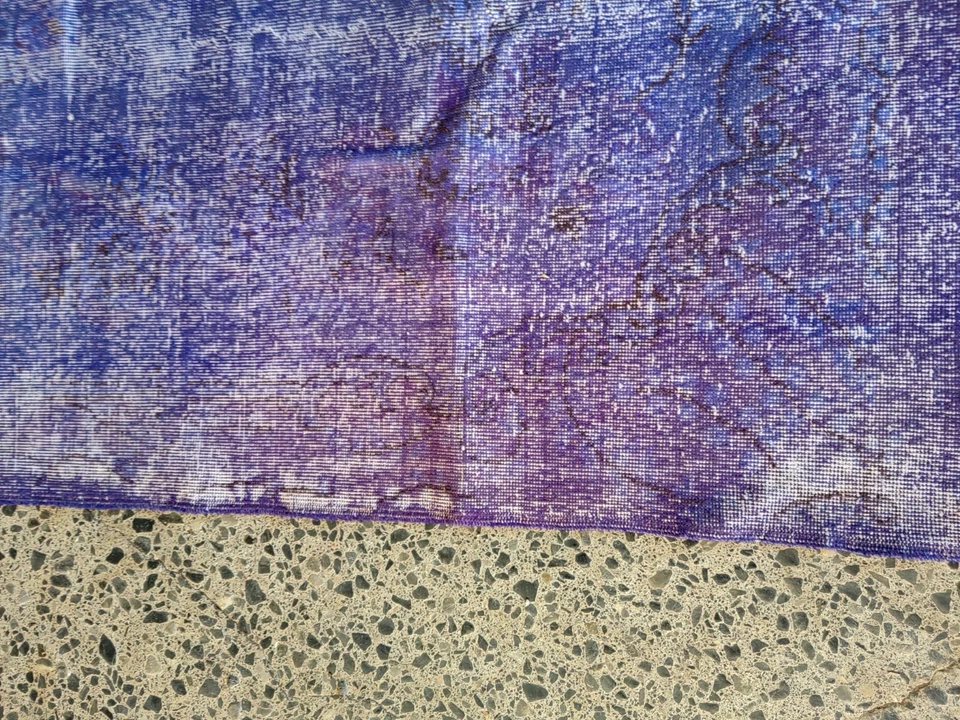 Vintage Purple Runner Rug 3.1x10.5 ft | Turkish Handmade Overdyed Wool Carpet - Image 3 of 4