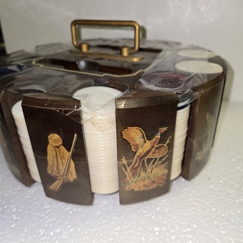 Vintage Drueke Poker Chips rotierendes Karussell Aufkleber Kunst #5507 Tiere Cover