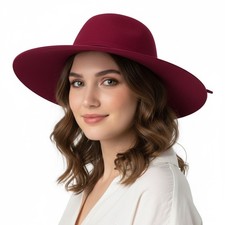 Ladies Wool Wide Brim Sun Hat – Summer Beach Fedora, Travel & Outdoor Hat