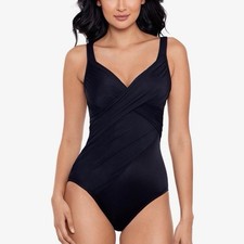 Miraclesuit Black Revele One Piece Underwire Slimming Swimsuit Size 16