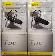 2x New! Black Jabra BT2047 Bluetooth Stereo Headset w/ Accessories in Retail Pk